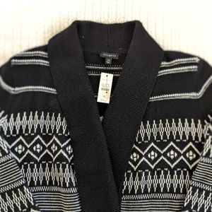 Talbots XS Wool Chunky Knit Cardigan Sweater Open Front Fair Isle Nordic